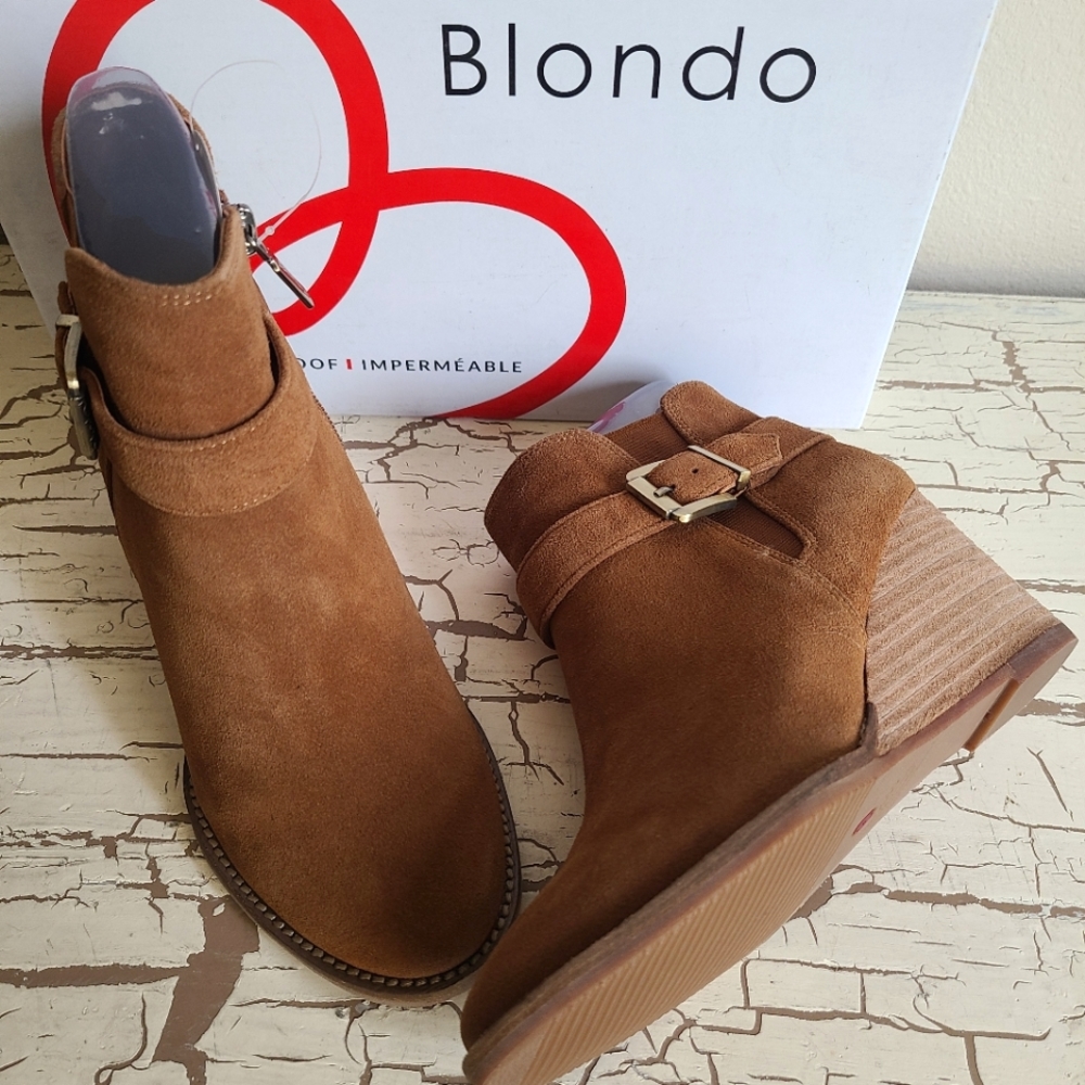 Blondo Tan Suede Ankle Booties with Buckle